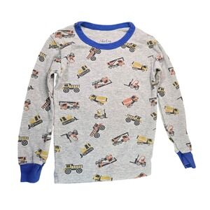 Shelry Bearpaw Kids Pajama Set Size 4 Construction Woodland Animals Grey Blue